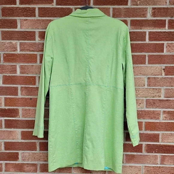 Denim & Co Trench Coat Women's Size Medium Lined Spring Jacket Green - Picture 2 of 8